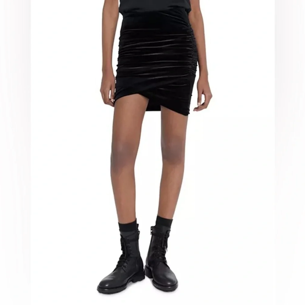 The Kooples Technical Fleece Ruched Mini Skirt Size FR 4 / Size 10/XL US NWT